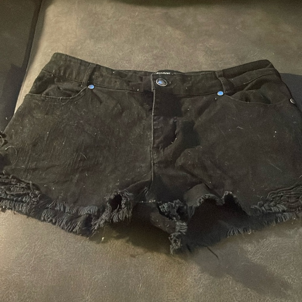 Black shorts with lace detail on sides